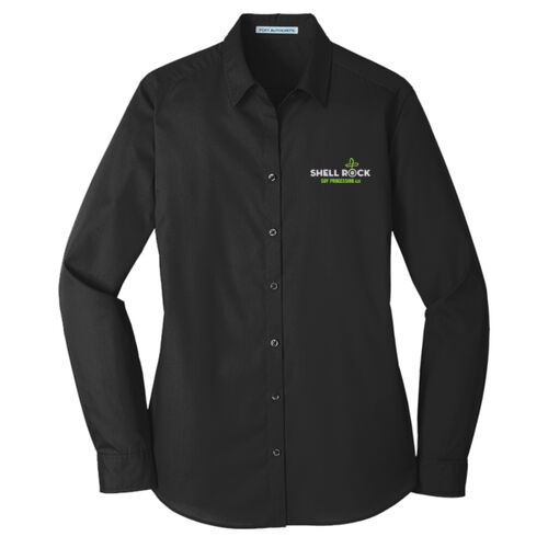 Ladies Long Sleeve Carefree Poplin Shirt - White Thumbnail